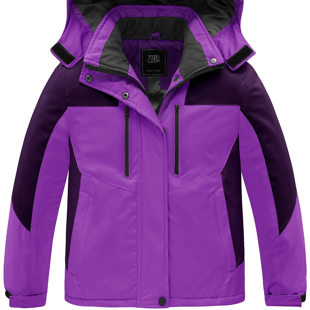 Purple 10/12 Zshow Girl's Ski Jacket: Cozy Winter Jacket With Hooded